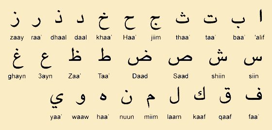 Arabic letters translation